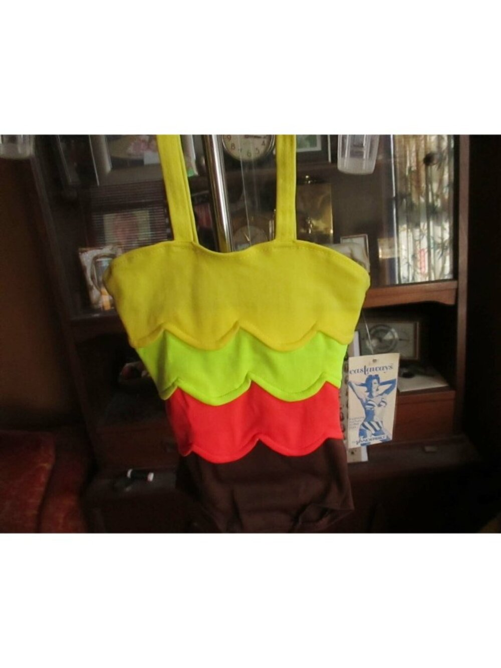 Vintage Girls Swimsuit Size 6 Castaways Banana Split Colors Nylon Retro